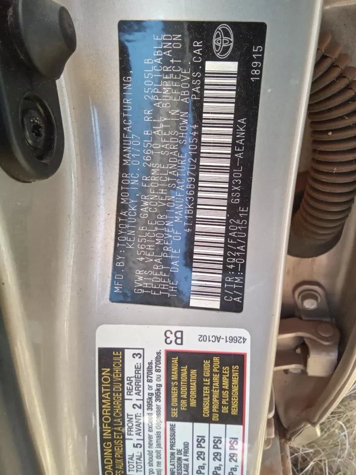 TOYOTA AVALON FRONT AND REAR LEFT DRIVER SIDE DOORS DOOR SET (2 DOORS)-COLOR 4Q2