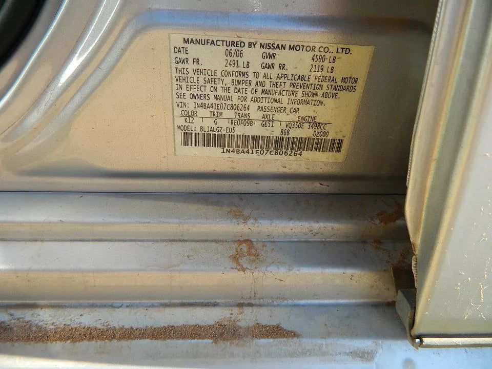 2004 2005 2006 2007 2008 NISSAN MAXIMA FRONT & REAR LEFT DRIVER DOORS ASSY(PAIR)