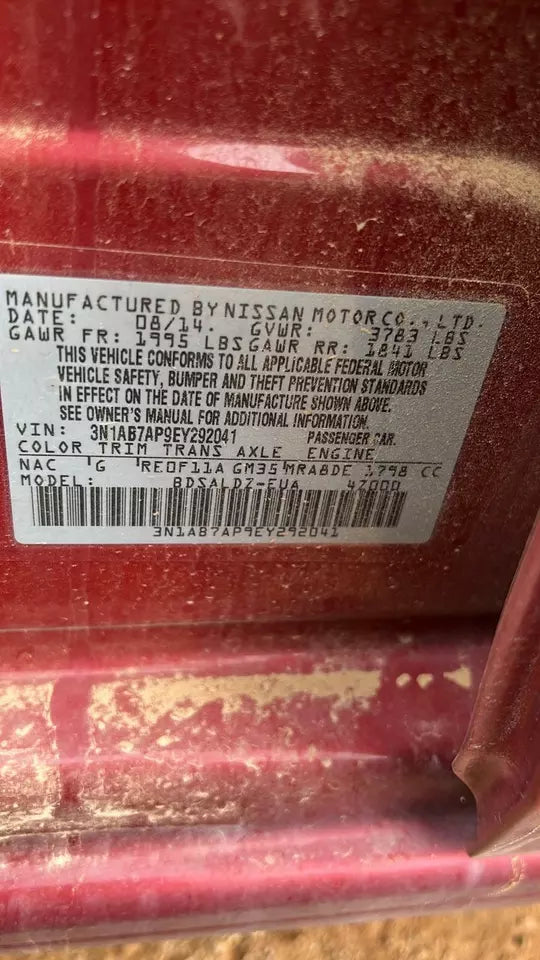 2016 2017 2018 2019 NISSAN SENTRA FRONT & REAR LEFT DRIVER SIDE DOORS (SET OF 2