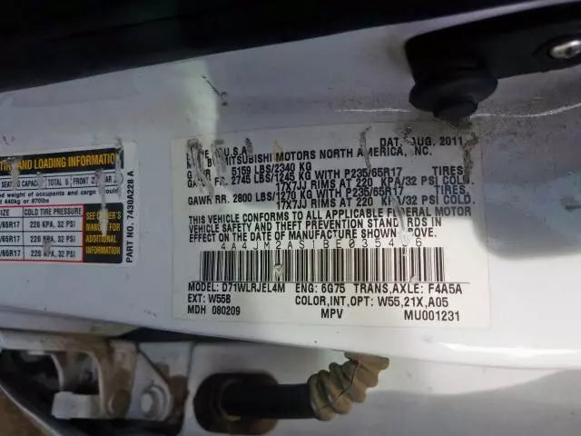 2011 MITSUBISHI ENDEAVOR 3.8L V6 ENGINE MOTOR ASSEMBLY - WITH ONLY 98K MILES