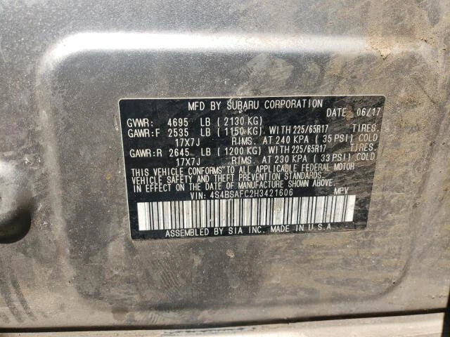 15 16 17 SUBARU LEGACY OUTBACK WAGON 4WD AWD CVT AUTOMATIC TRANSMISSION ASSEMBLY