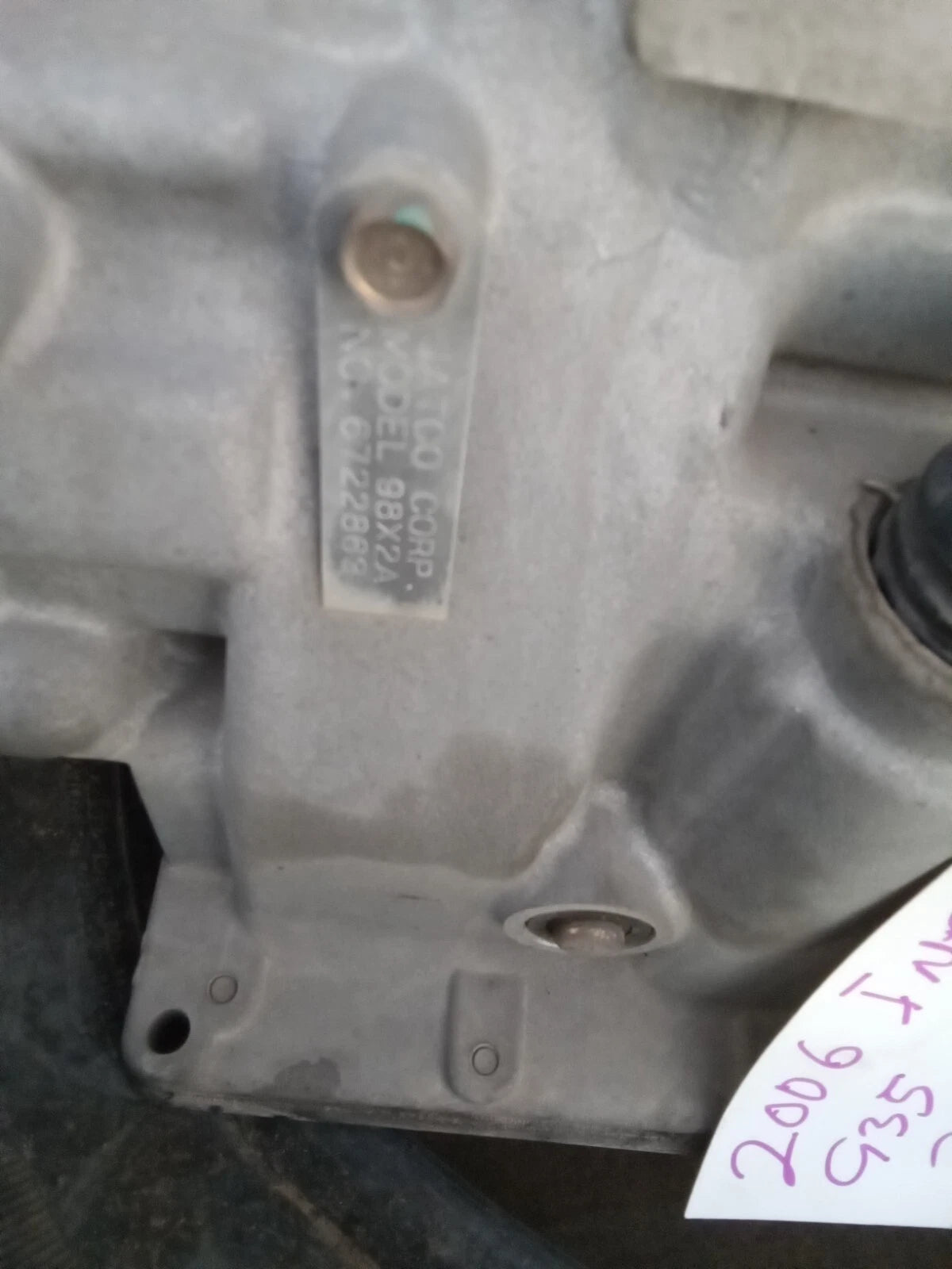 2006 06 INFINITI G35 SEDAN 4DR 4X2 2WD AUTOMATIC TRANSMISSION ASSY 98X2A RE5R05A