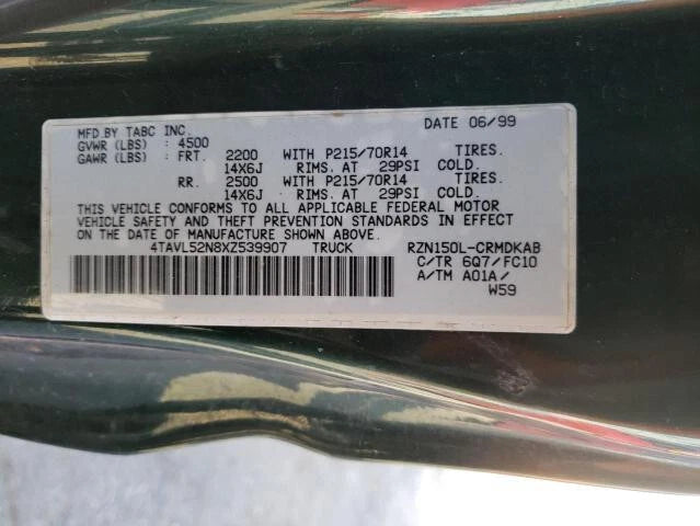 95 96 97 98 99 TOYOTA TACOMA 4 CYL MT REAR END DIFFERENTIAL AXLE A01A W/O ABS