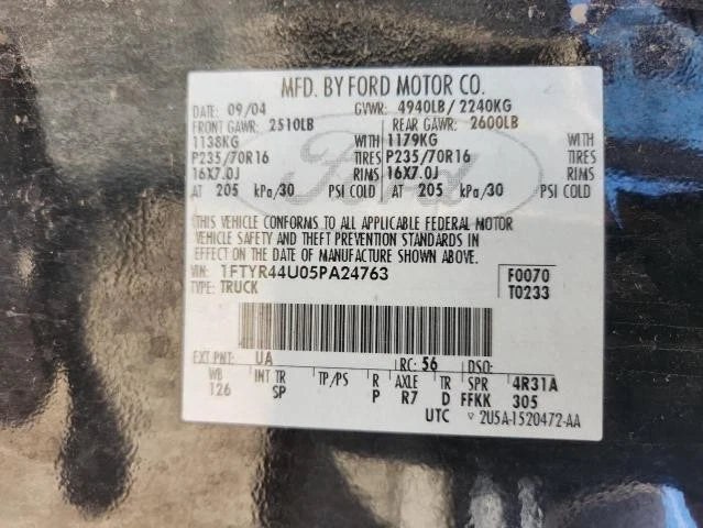 04 05 06 FORD RANGER 3.0L V6 AUTOMATIC TRANSMISSION ASSEMBLY AT 4X2 2WD REMANUFA