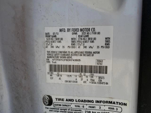 11 12 13 14 FORD F150 5.0L V8 REAR END DIFFERENTIAL AXLE CARRIER ASSEMBLY S932R