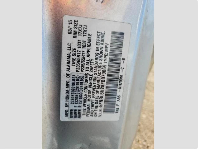 14 15 16 17 HONDA ODYSSEY V6 3.5L 2WD AUTOMATIC TRANSMISSION ASSEMBLY 123K MILES
