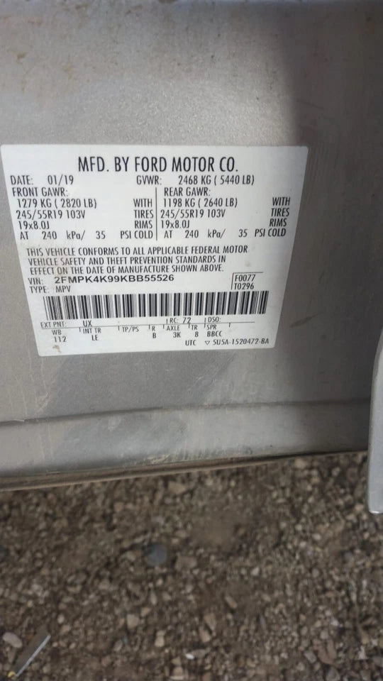 19 20 21 22 23 FORD EDGE 19 20 21 Lincoln Nautilus 2.0L ENGINE MOTOR W/ TURBO