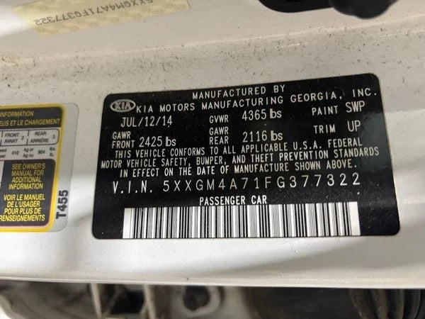 12 13 14 15 KIA OPTIMA 12-13 SORENTO 11-14 SONATA 2.4L ENGINE MOTOR ASSY G4KJ