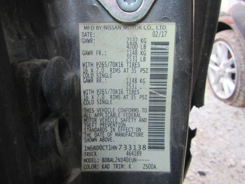 14 15 16 17 18 19 NISSAN FRONTIER 2.5L 4X2 2WD AUTOMATIC TRANSMISSION ASSEMBLY