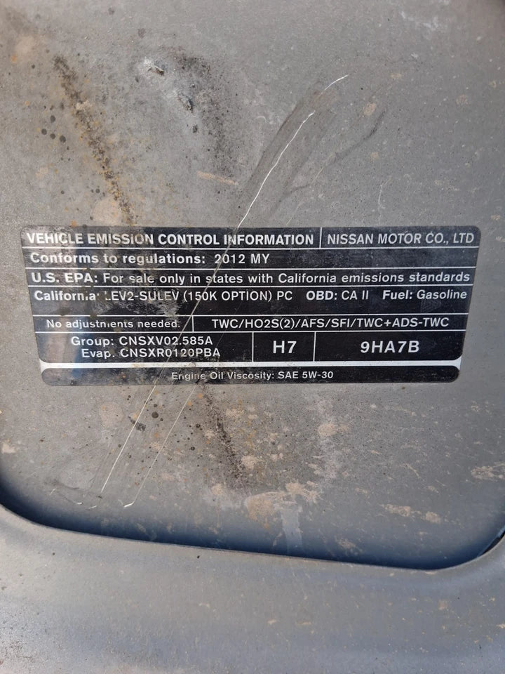 10 11 12 NISSAN ALTIMA 2.5L AT CVT AUTOMATIC TRANSMISSION ASSEMBLY CALI EMISSION