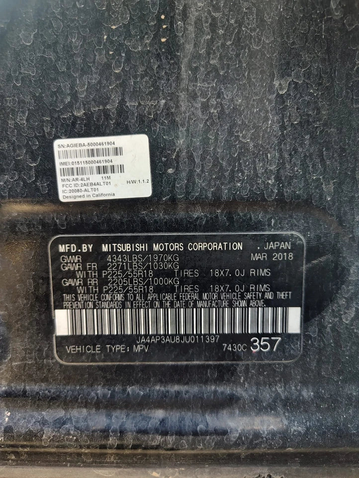 13-22 Mitsubishi Outlander Sport 14-22 RVR ENGINE MOTOR ASSY 2.0L VIN U 63K MILE