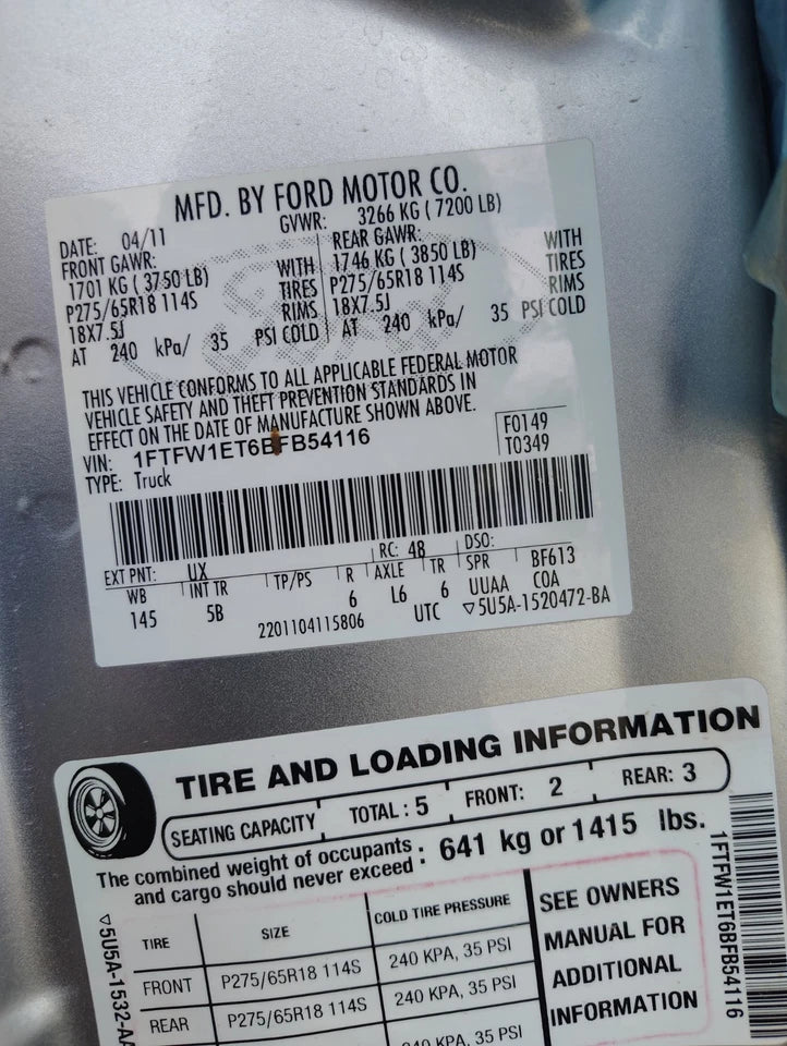 11 12 13 14 FORD F150 3.5L TURBO REAR END DIFFERENTIAL AXLE CARRIER W/LOCKER 4WD