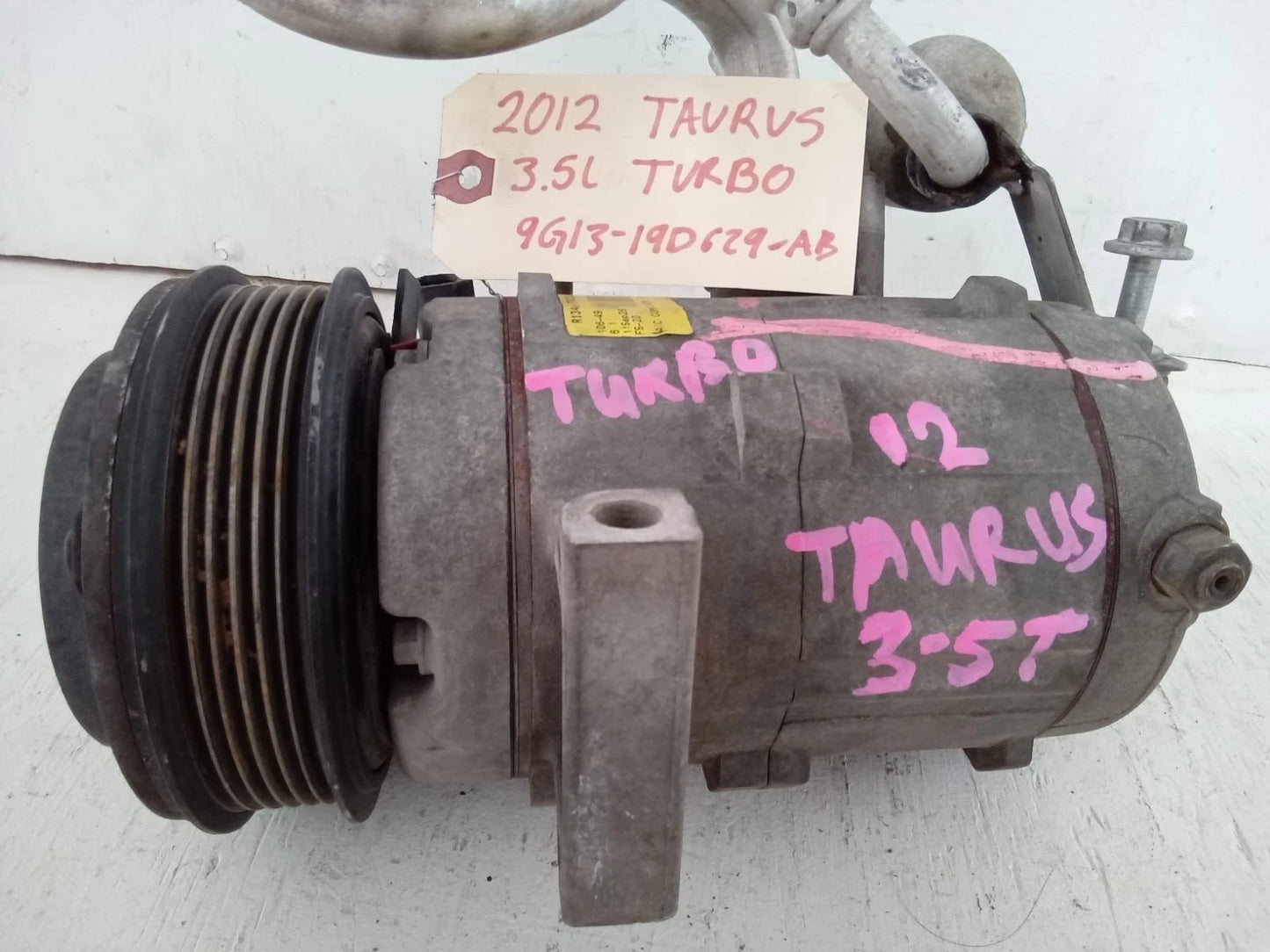 2008-2012 FORD TAURUS 3.5L TURBO A/C COMPRESSOR 9G13-19D629-AB
