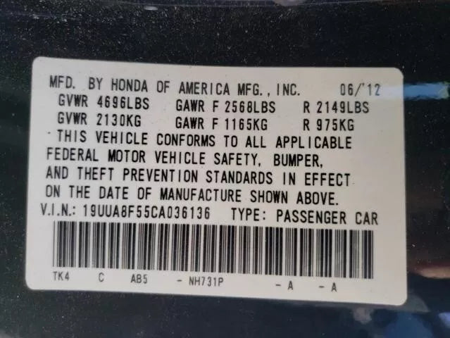 2009 2010 2011 2012 2013 2014 ACURA TL FRONT RIGHT PASSENGER SIDE DOOR