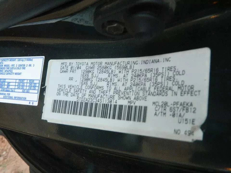 Toyota Sienna right front door