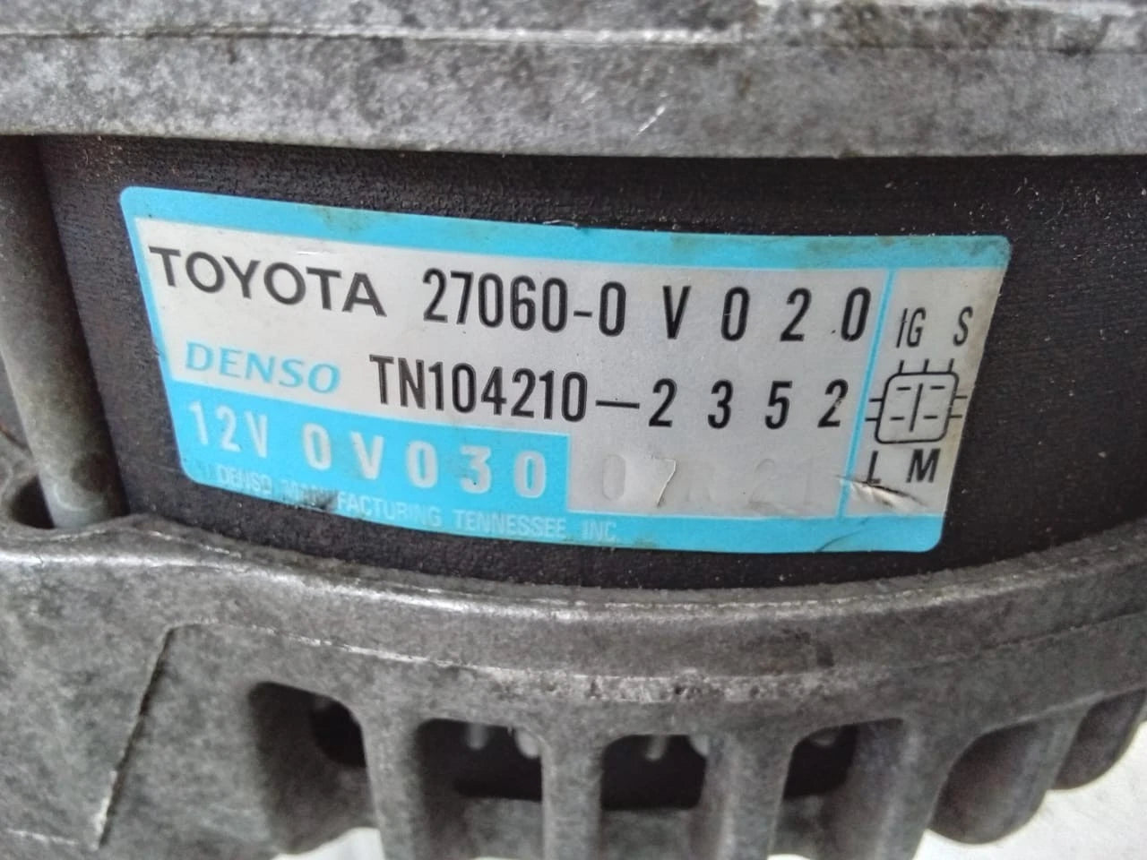 2009-2013 TOYOTA HIGHLANDER 2.7L ALTERNATOR GENERATOR 27060-0V020 | TN1042102352