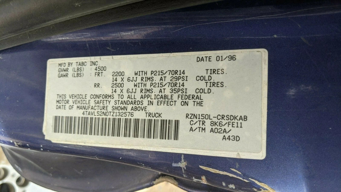 96 97 98 99 TOYOTA TACOMA REAR DIFFERENTIAL AXLE PUMPKIN 3RD THIRD MEMBER 3.58 41110-35260