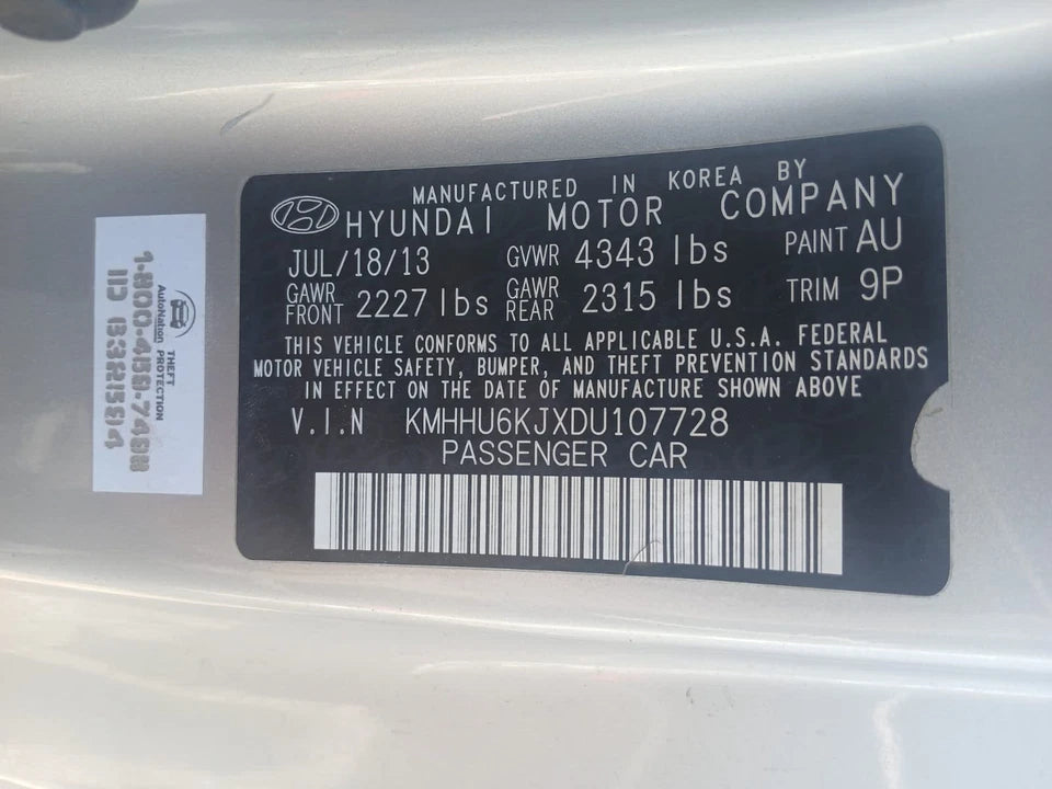 13 14 15 16 HYUNDAI GENESIS COUPE 2DR 3.8L V6 ENGINE MOTOR ASSEMBLY G6DJ