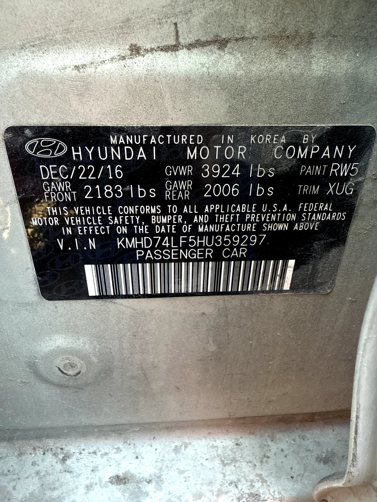 17-19 HYUNDAI ELANTRA 19-21 KONA 19-20 VELOSTER 2.0L ENGINE MOTOR VIN F 27K MIL