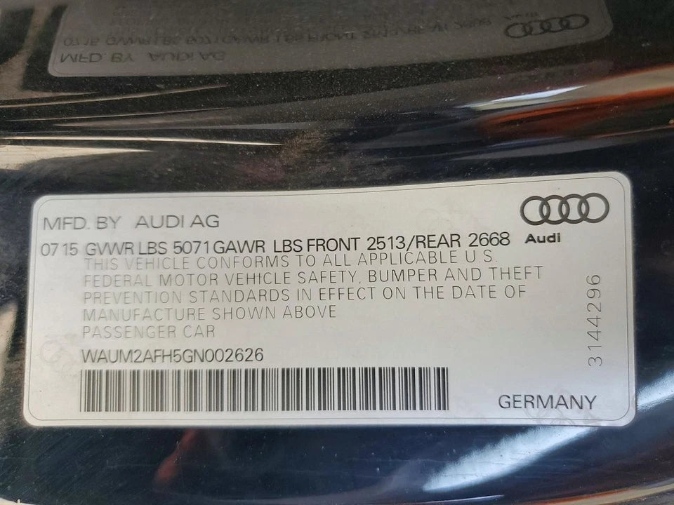 15–17 Audi A5 15-16 A4 2.0L Turbo Quattro AWD 8-Speed Automatic Transmission QCT