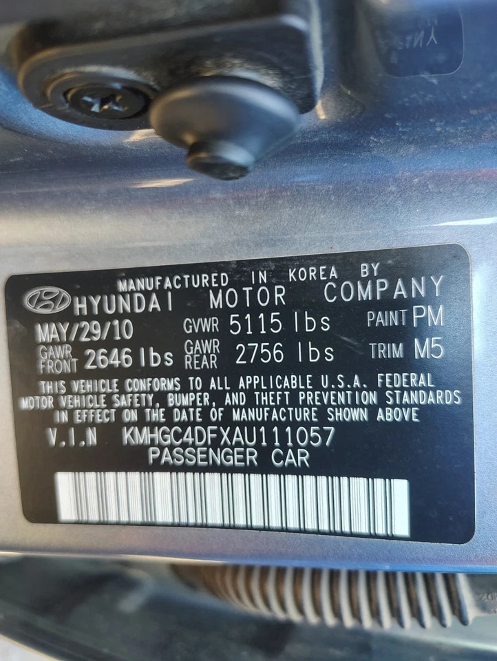 09(FRM 5/8/ 09) 10 11 HYUNDAI GENESIS SEDAN 4.6L 2WD RWD AUTOMATIC TRANSMISSION