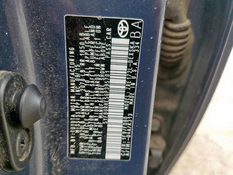 14 15 16 17 18 19 TOYOTA COROLLA 1.8L ENGINE MOTOR ASSEMBLY GRADE A 2ZRFE VIN U