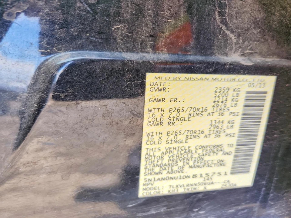 2013 2014 13 14 NISSAN XTERRA 4.0L 2WD 4X2 AUTOMATIC TRANSMISSION