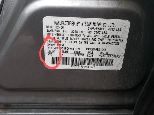 INFINITI G35 SEDAN REAR LEFT DRIVER SIDE DOOR ASSEMBLY