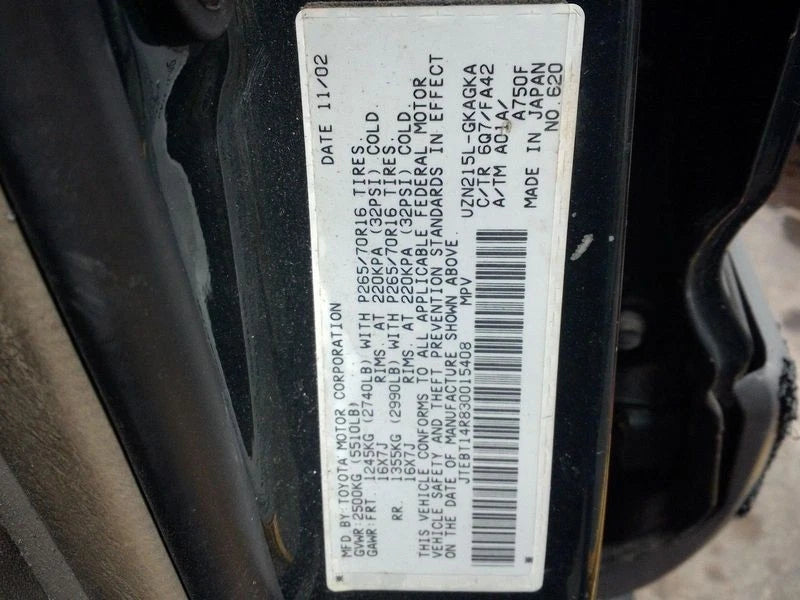03 04 TOYOTA 4RUNNER 03 04 LEXUS GX470 4.7L ENGINE MOTOR ASSEMBLY 2UZFE