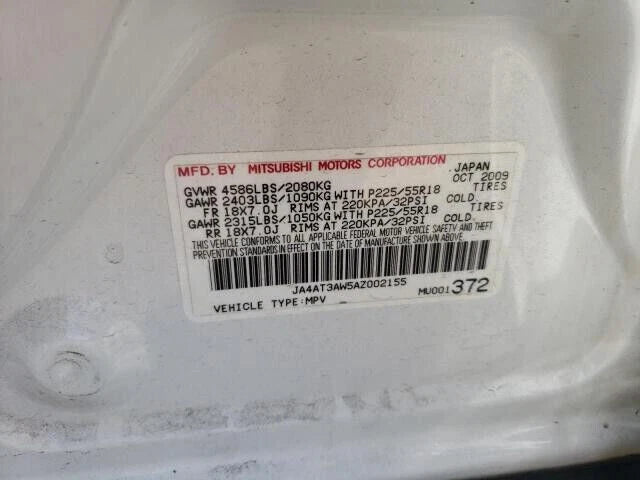 2009 2010 MITSUBISHI OUTLANDER LANCER 2.4L 4CYL ENGINE MOTOR ASSEMBLY 100K MILES