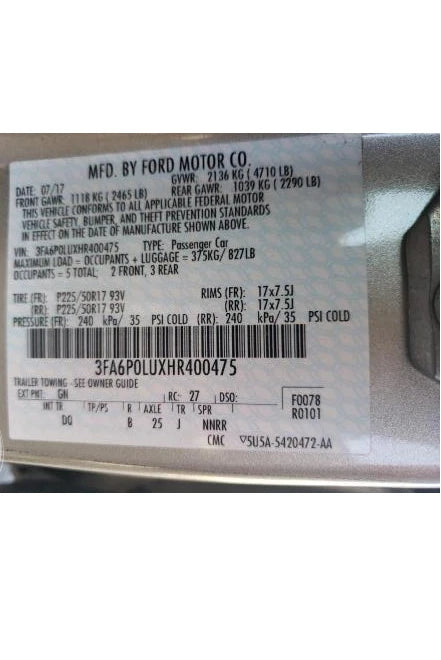 13-20 FORD FUSION 13-18 CMAX 13-20 LINCOLN MKZ 2.0L HYBRID ENGINE MOTOR VIN U