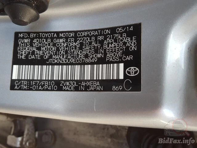 10 11 12 13 14 15 16 17 18 TOYOTA PRIUS 11 -17 LEXUS CT 200H ENGINE MOTOR VIN DU