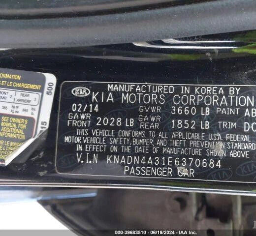 12 13 14 15 KIA RIO AT 2012 2013 KIA SOUL 1.6L ENGINE MOTOR VIN 5 & 3 8TH DIGIT