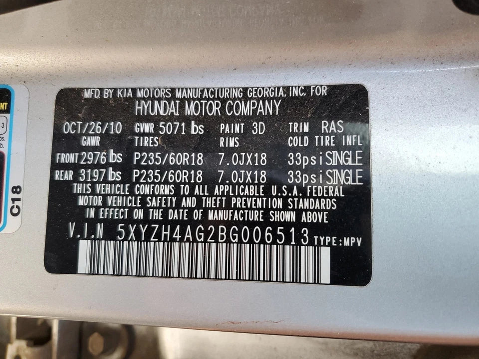 11-13 KIA SORENTO 10-12 HYUNDAI SANTA FE 3.5L V6 ENGINE MOTOR ASSEMBLY G6DC