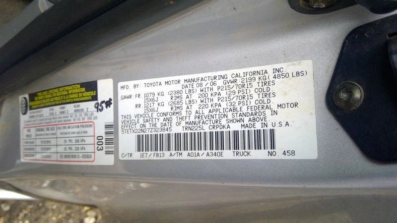 05 06 07 08 09 10 11 12 13 14 15 TOYOTA TACOMA 2.7L AUTOMATIC TRANSMISSION 4X2