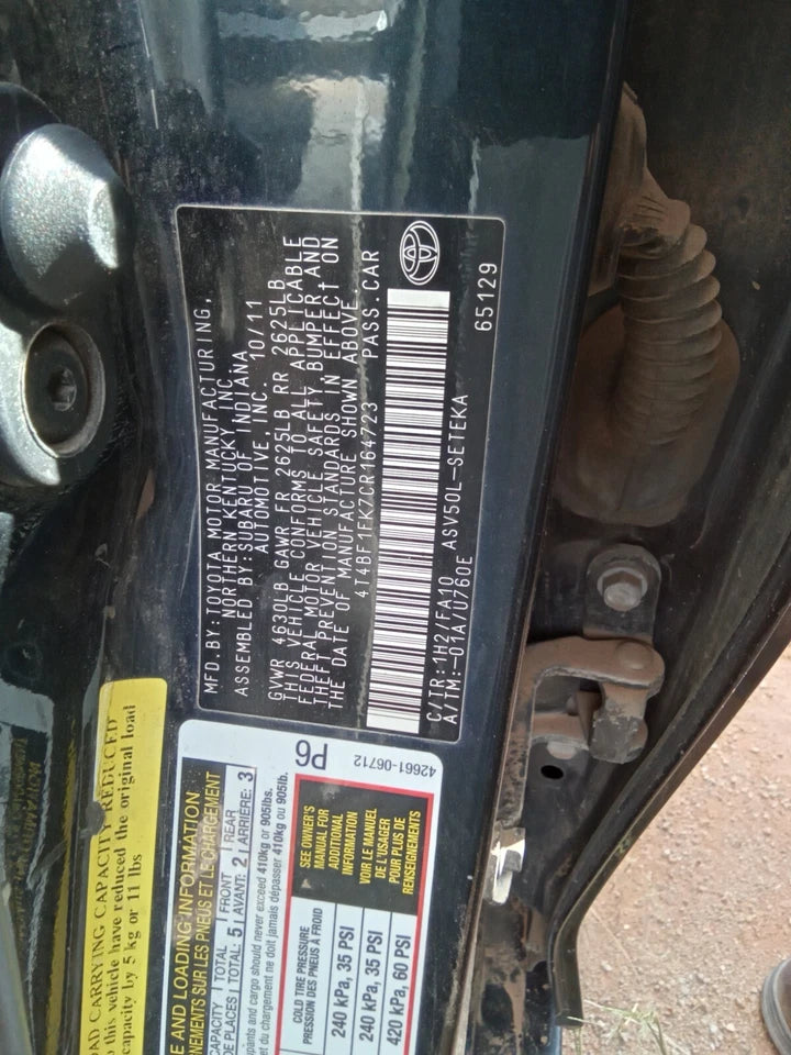 2012 2013 2014 TOYOTA CAMRY FRONT AND REAR RIGHT RH SIDE DOORS DOOR SET (2 DOORS)