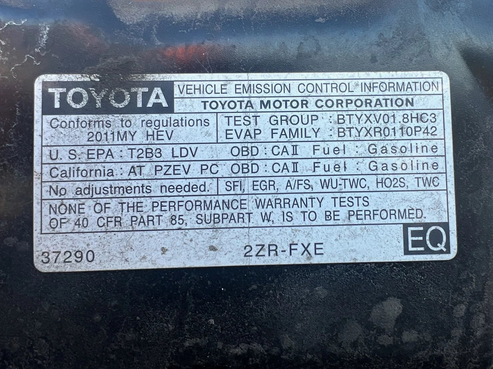 10 11 12 13 14 15 16 17 18 TOYOTA PRIUS 11 -17 LEXUS CT 200H ENGINE MOTOR 2ZRFX