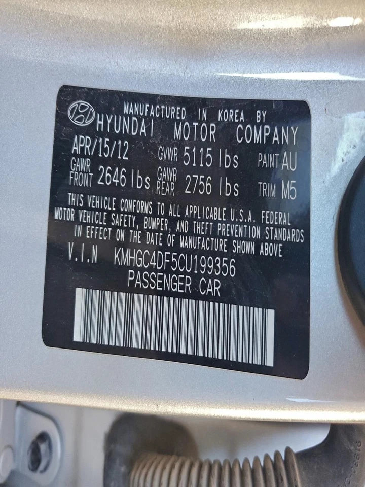 2012 HYUNDAI GENESIS SEDAN 4.6L AT 2WD RWD AUTOMATIC TRANSMISSION ASSEMBLY 8SPD