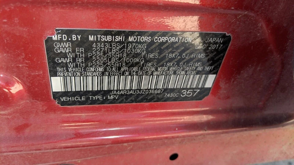 2018 MITSUBISHI OUTLANDER LANCER 2.0L 4CYL AWD ENGINE MOTOR ASSEMBLY