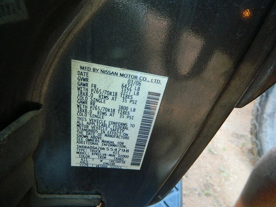 04 05 06 07 NISSAN TITAN FRONT & REAR LEFT LH SIDE DOORS DOOR SET (2 DOORS)