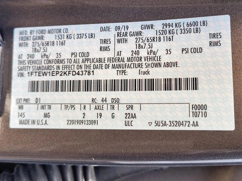 2019 2020 FORD F150 F 150 2.7L TURBO ENGINE MOTOR ASSEMBLY GRADE A