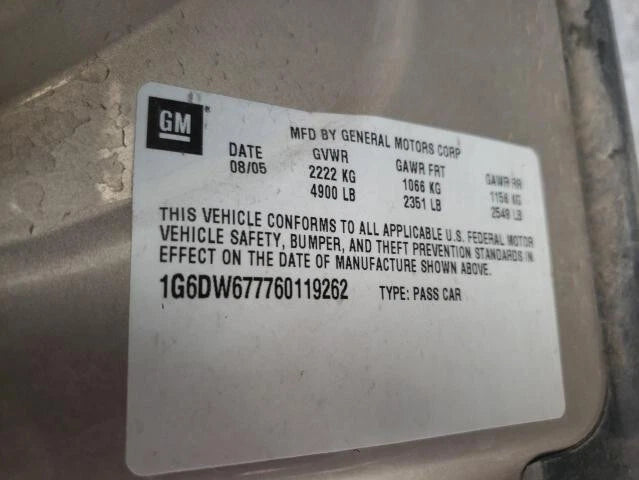 2006 CADILLAC SRX STS 3.6L VIN 7, 8th digit, opt LY7 ENGINE MOTOR ASSEMBLY 122K