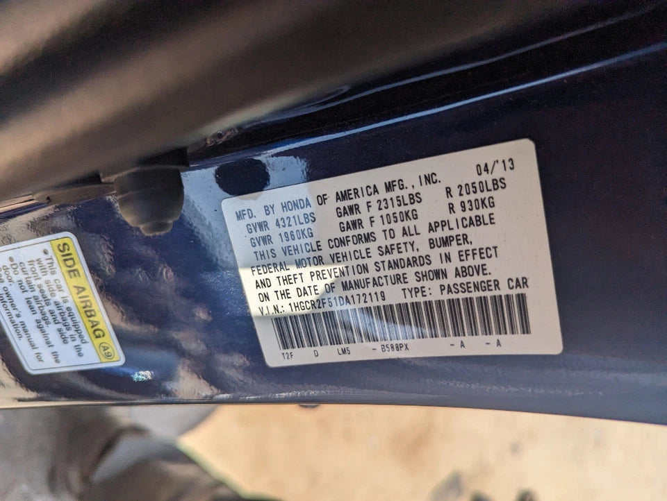 13-17 HONDA ACCORD SDN FRONT & REAR RIGHT PASSENGER SIDE 2 DOORS - BLUE B588PX