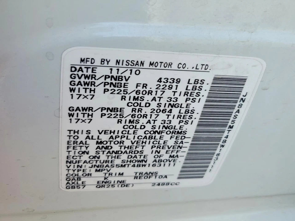 11 12 13 14 15 NISSAN ROGUE 2.5L 2WD 4X2 AT CVT AUTOMATIC TRANSMISSION 4 LINE