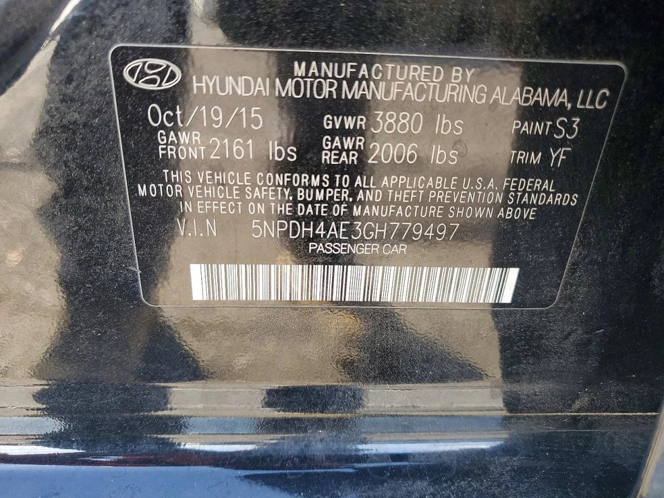 2014 2015 2016 HYUNDAI ELANTRA 1.8L ENGINE MOTOR ASSEMBLY VIN E G4NB FED ULEV