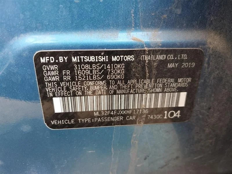 15 16 17 18 19 20 MITSUBISHI MIRAGE 1.2L AT CVT AUTOMATIC TRANSMISSION