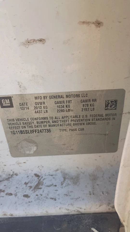 2015 15 CHEVY MALIBU 2.5L AT AUTOMATIC TRANSMISSION ASSEMBLY 5BGW