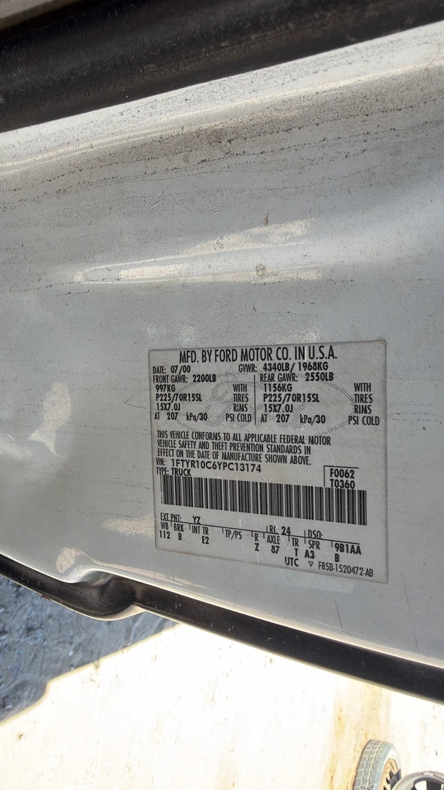 99 00 01 FORD RANGER 2.5L AUTOMATIC TRANSMISSION ASSEMBLY AT 4X2 2WD