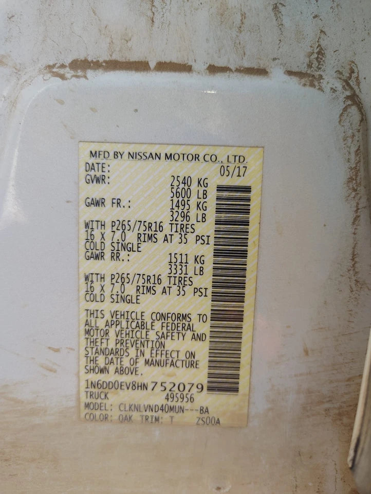 13-17 NISSAN XTERRA PATHFINDER FRONTIER NV2500 SUZUKI EQUATOR 4.0L ENGINE MOTOR