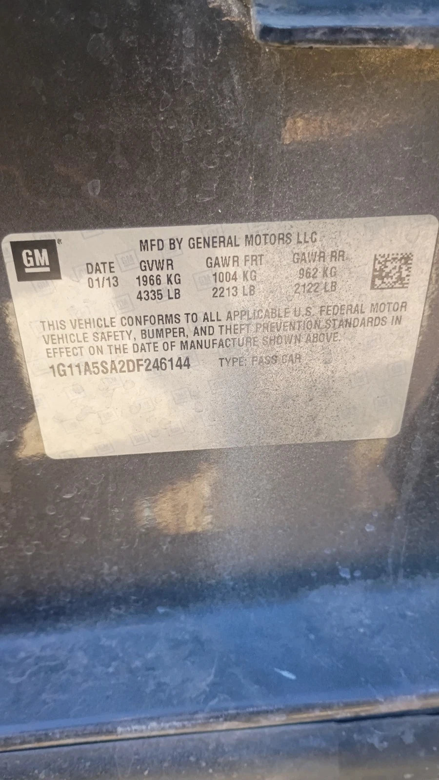 2013 13 CHEVY MALIBU 2.5L AT AUTOMATIC TRANSMISSION ASSEMBLY 3FCW